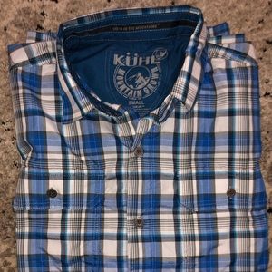 Kuhl Blue Gray Plaid Short Sleeve Shirt